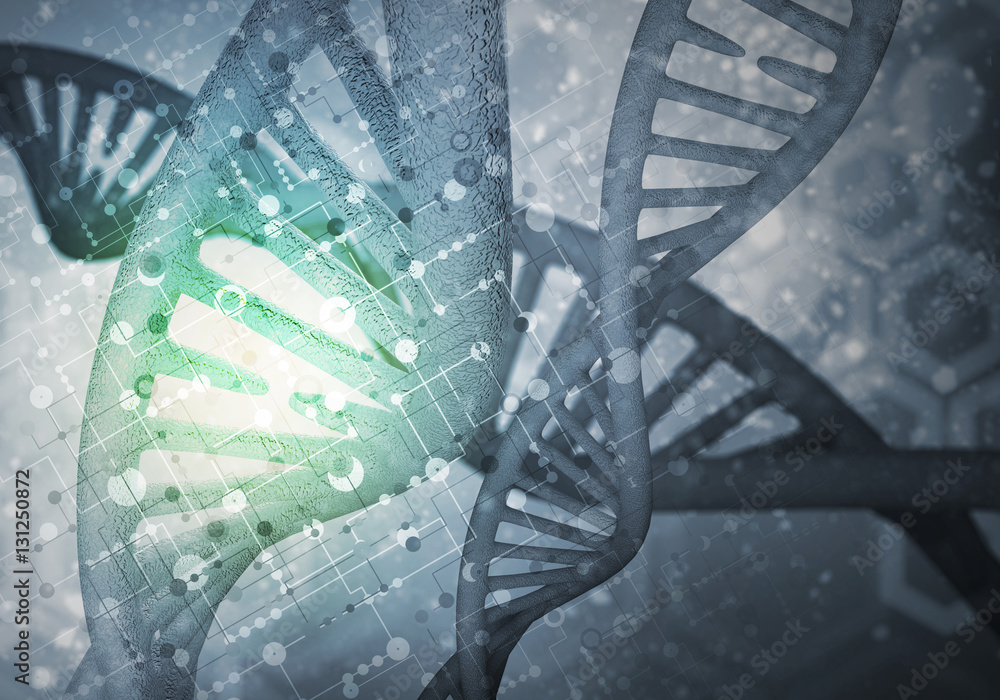 DNA molecules background, 3D rendering