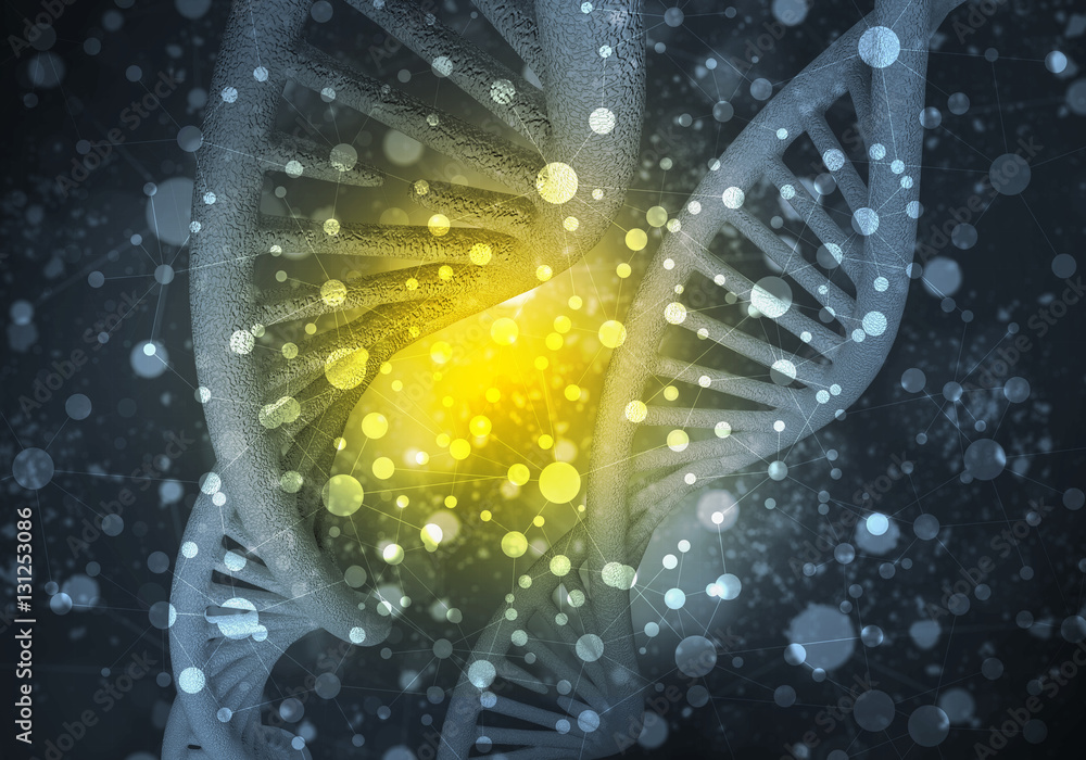 DNA molecules background, 3D rendering