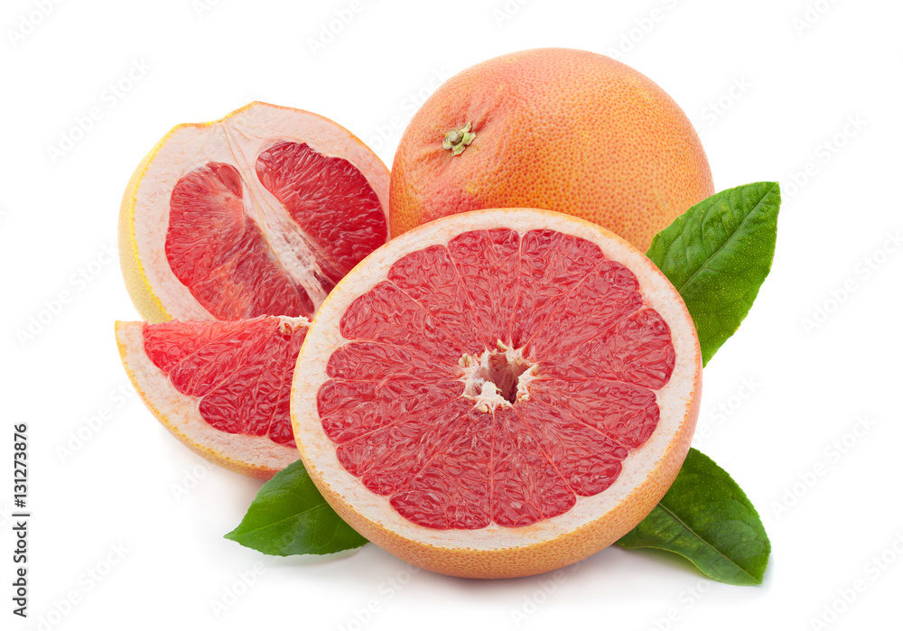 Orange grapefruit on white