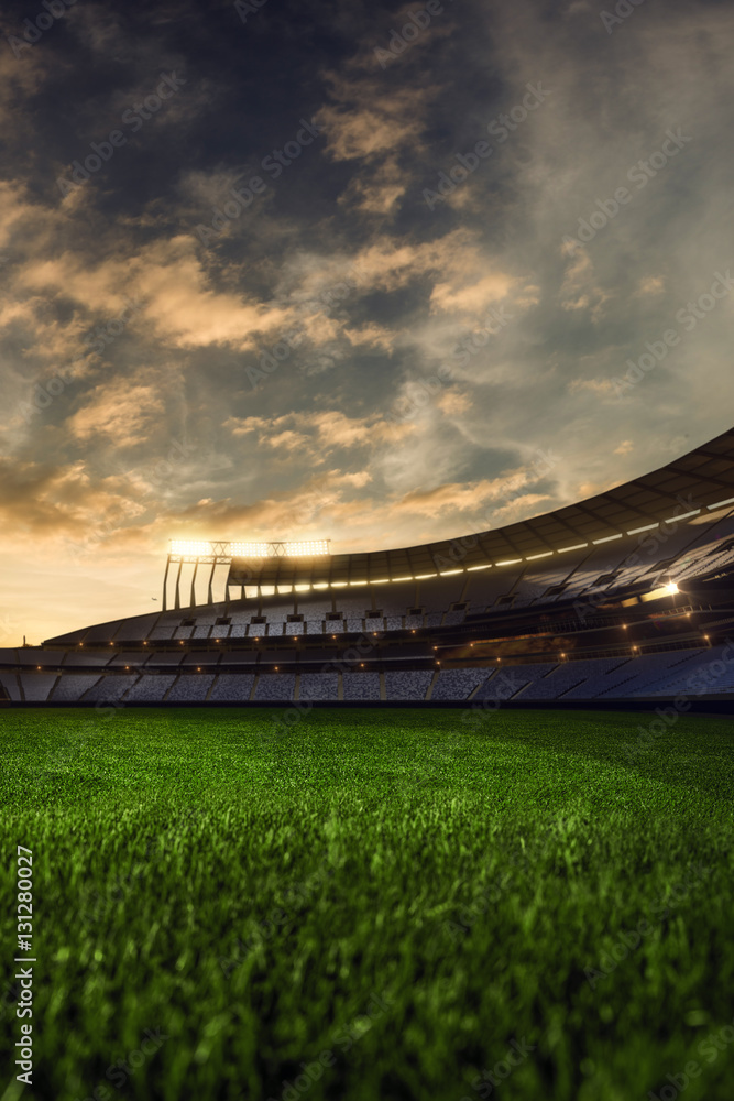 3d render emptry stadium evening