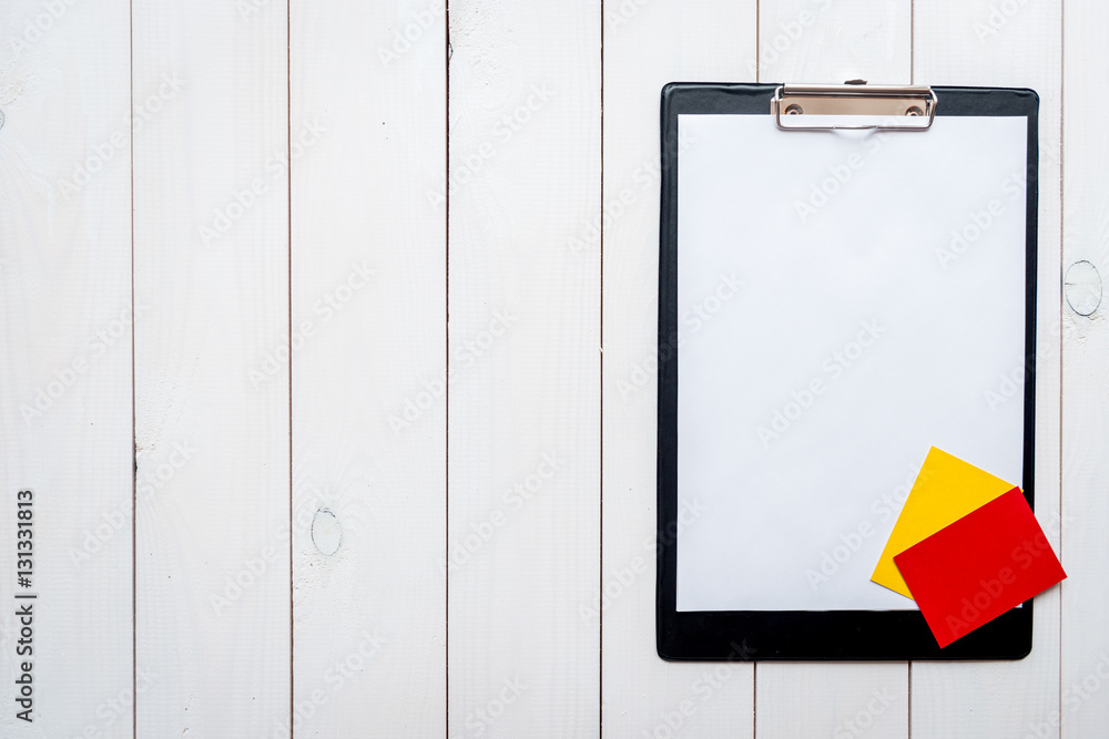 concept refereeing sport on wooden background top view mock up