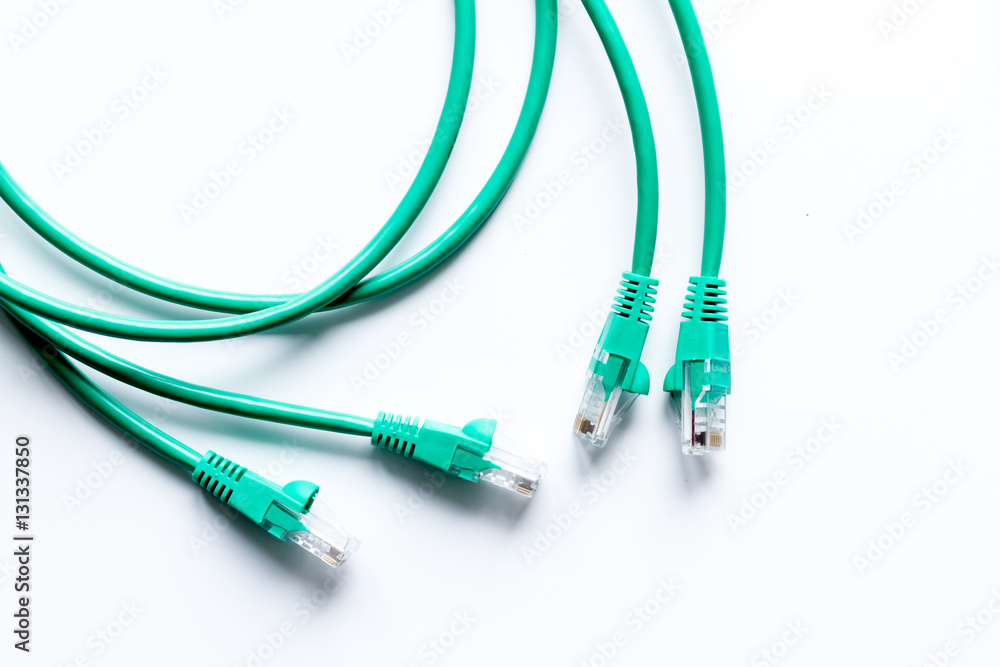 concept network internet cable on white background top view