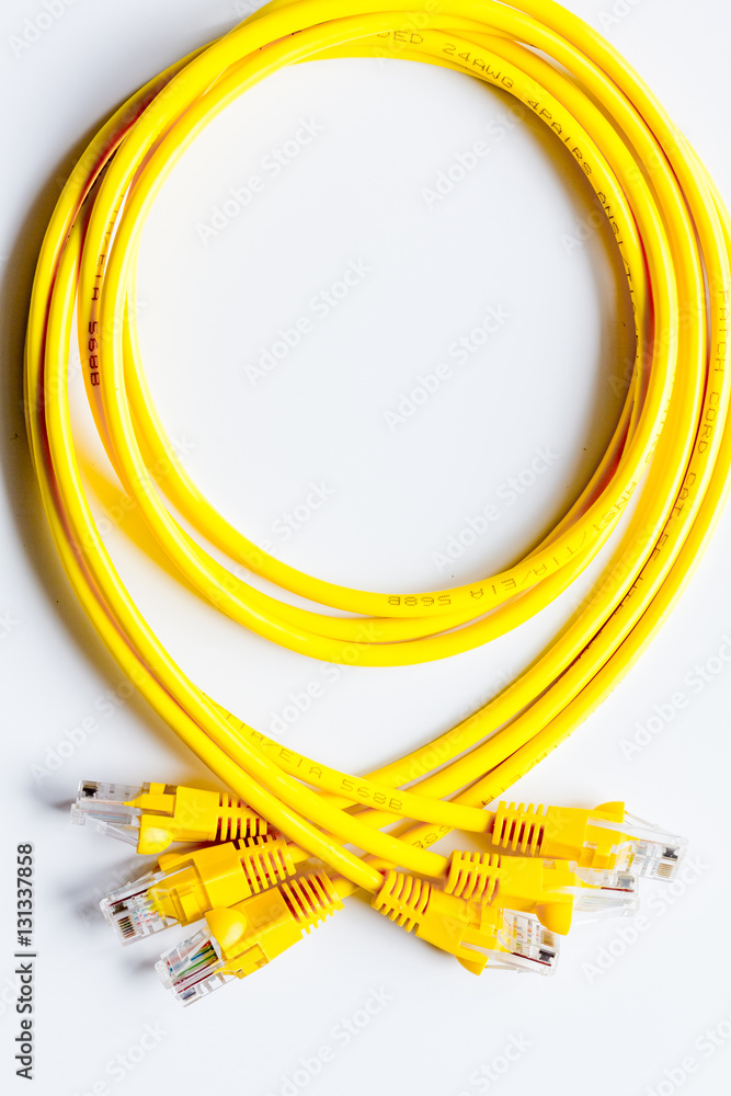 concept network internet cable on white background top view