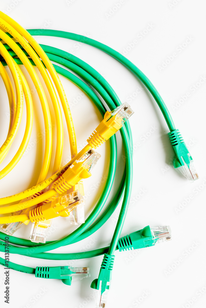 concept network internet cable on white background top view