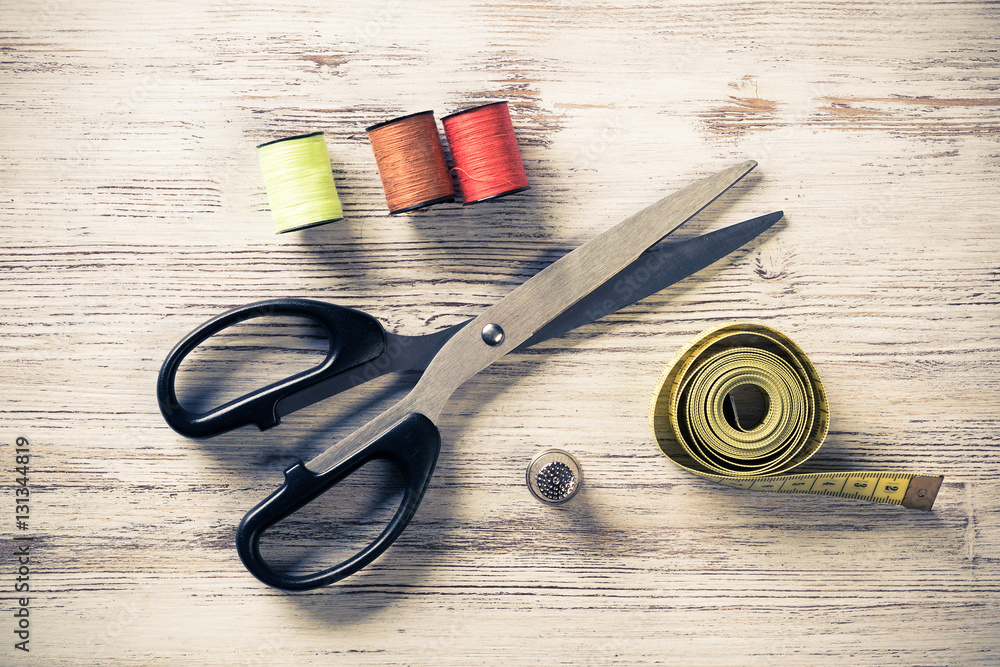 Sewing kit on table