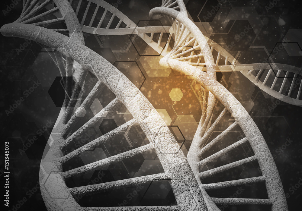 DNA molecules background, 3D rendering