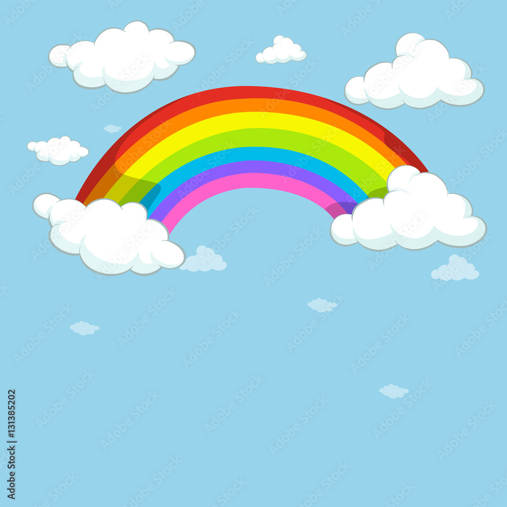 Blue sky with colorful rainbow