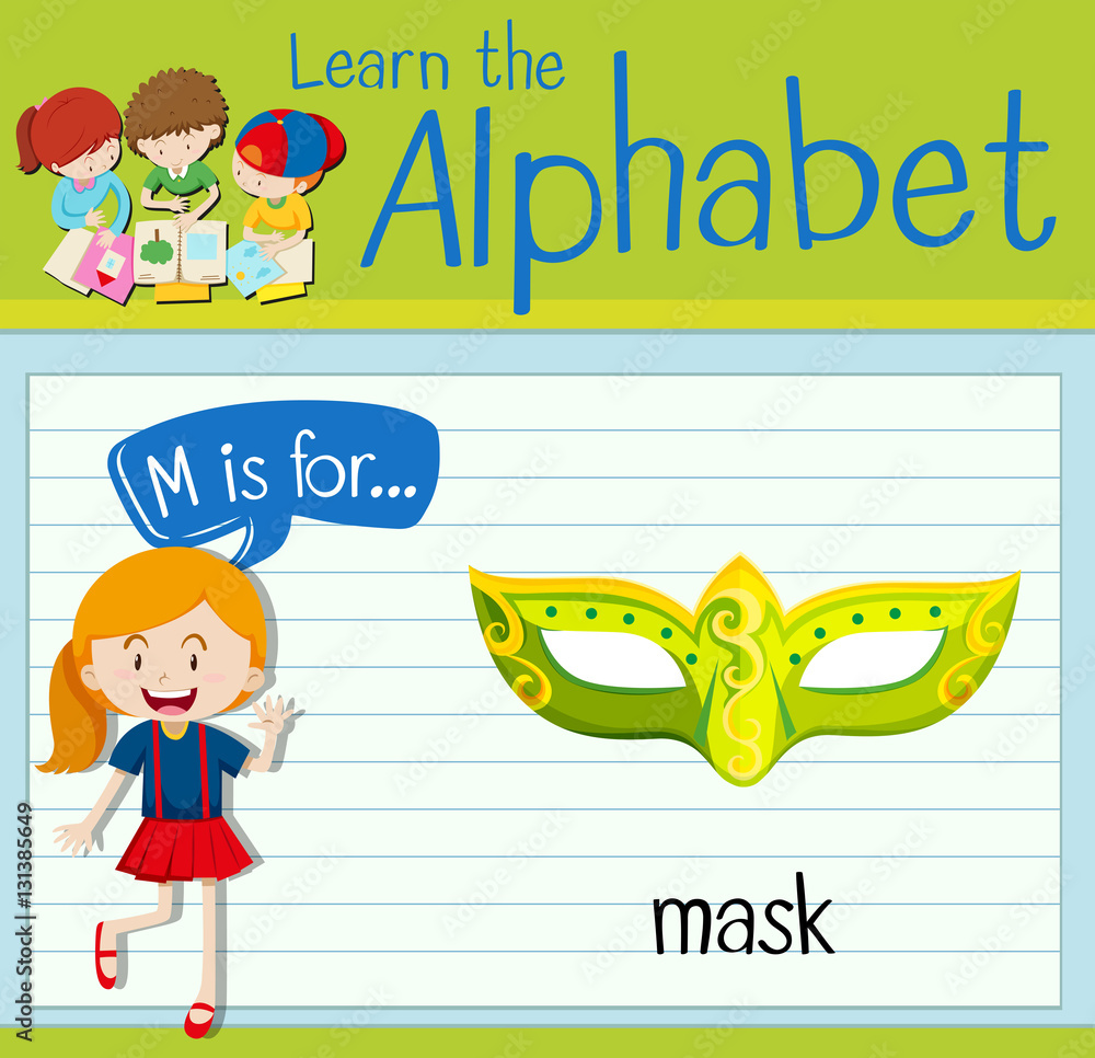 Flashcard letter M is for mask