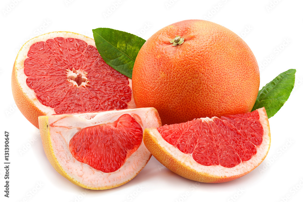 Orange grapefruit on white