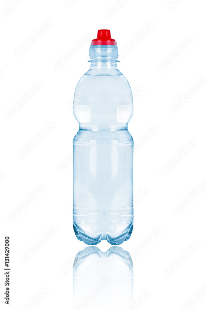 Plastic transparent bottle of water isolated on the white backgr