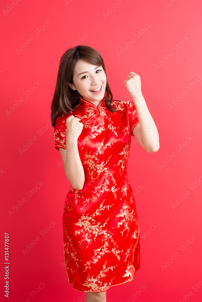 beauty woman wear cheongsam