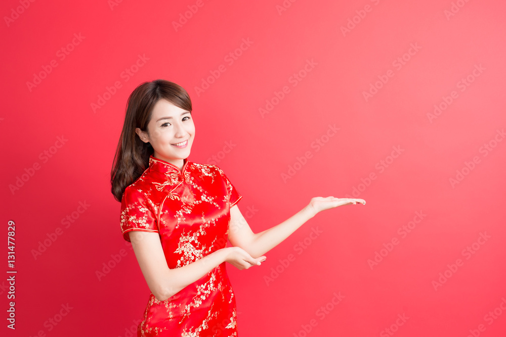 beauty woman wear cheongsam