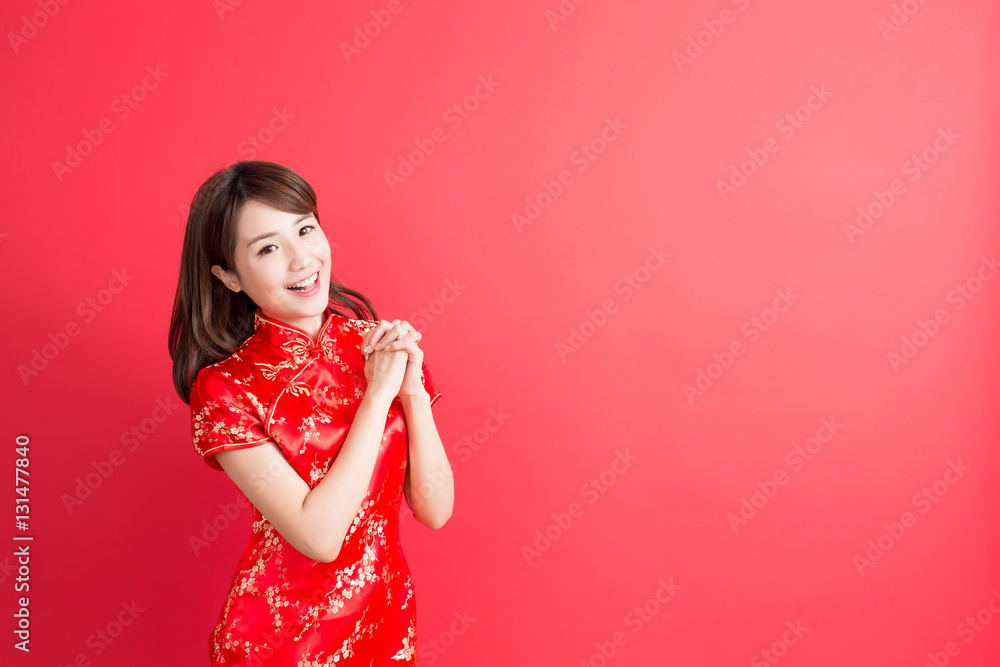 beauty woman wear cheongsam