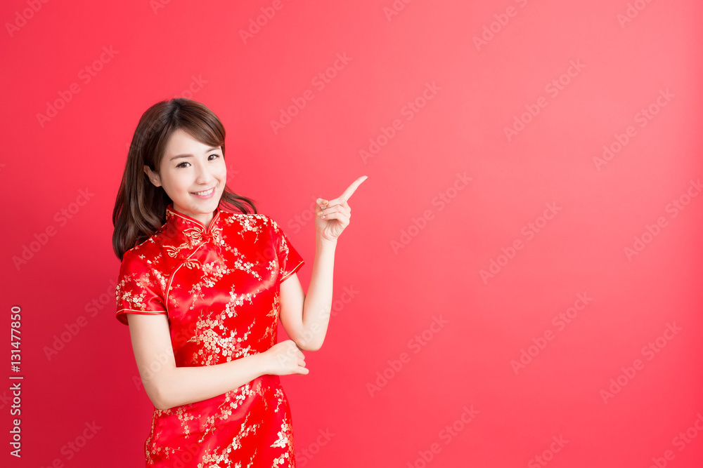 beauty woman wear cheongsam