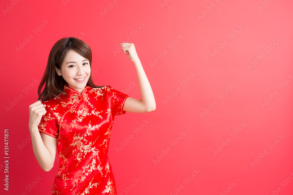 beauty woman wear cheongsam