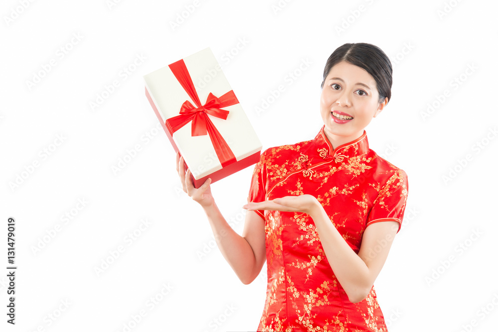 new year gift woman holding present