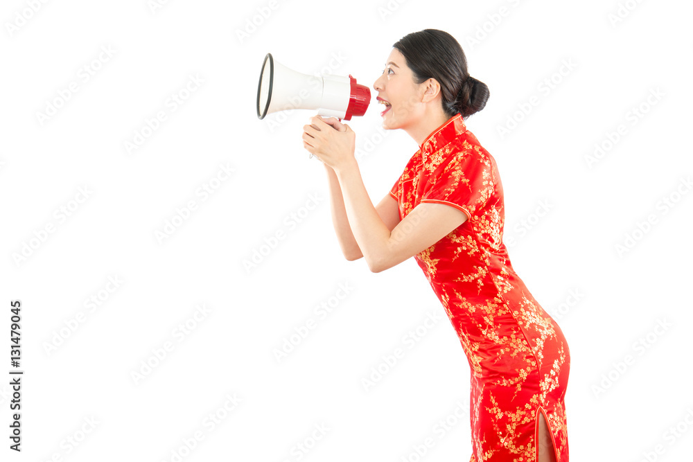 pretty girl holding megaphone