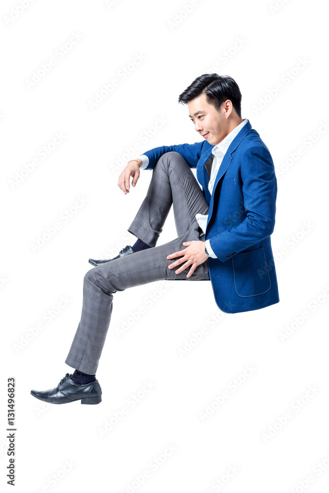 Smart asian business man isolated on white background