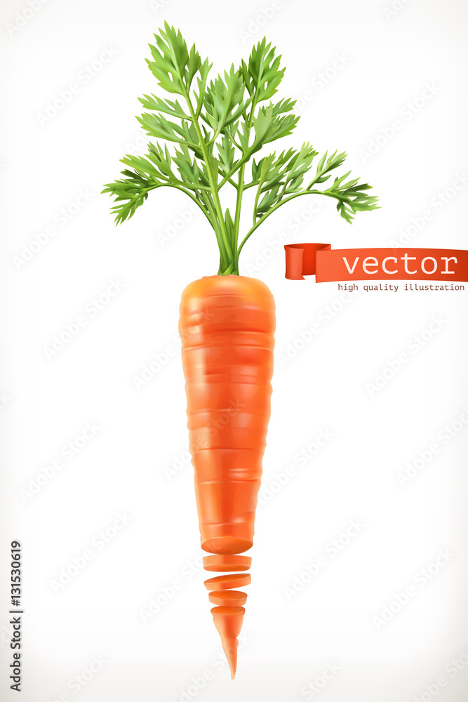 Carrot. Vegetable 3d vector icon