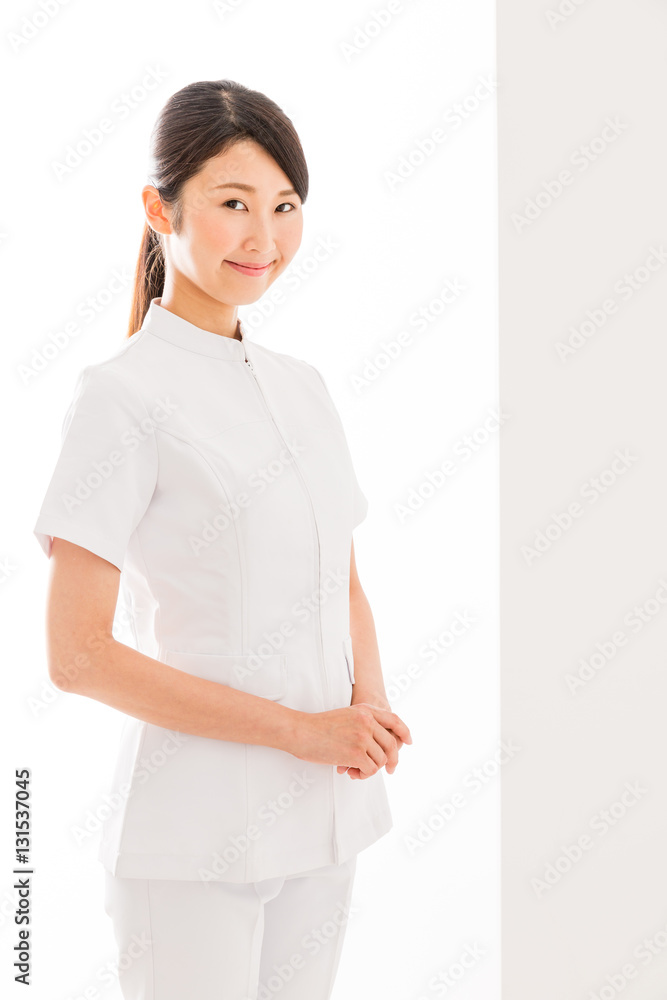 young asian nurse isolated on white background