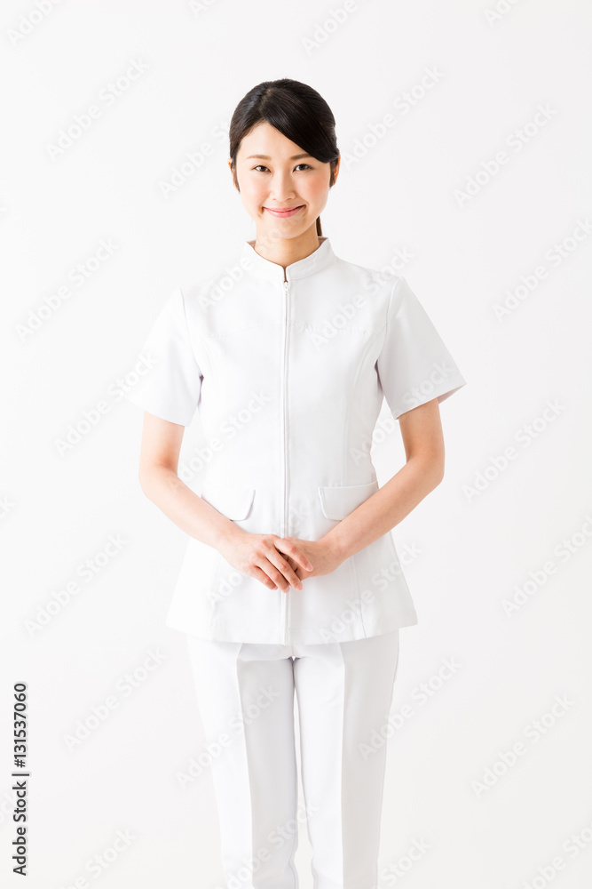 young asian nurse isolated on white background