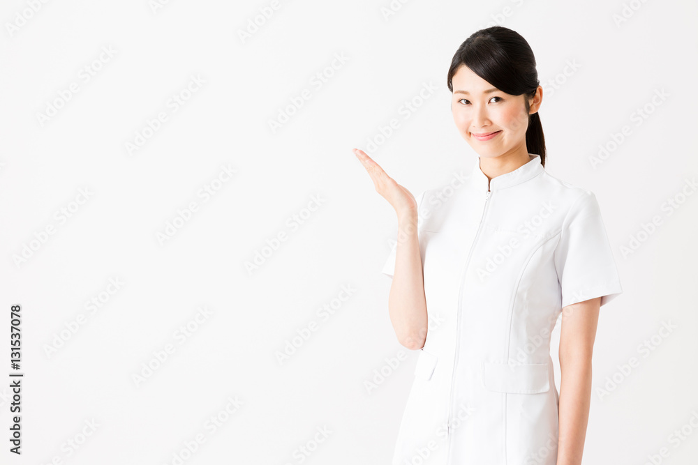 young asian nurse isolated on white background