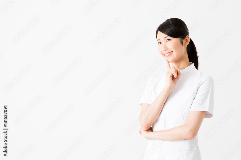 young asian nurse isolated on white background