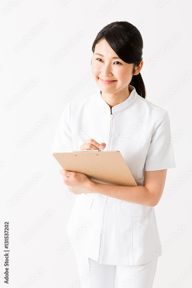 young asian nurse isolated on white background