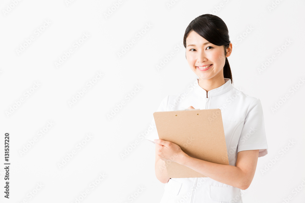 young asian nurse isolated on white background