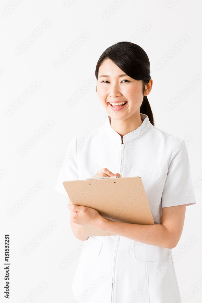 young asian nurse isolated on white background