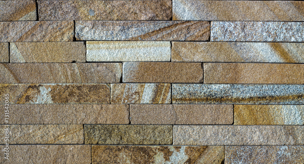 multicolored facing stone, slate, sandstone and travertine marble