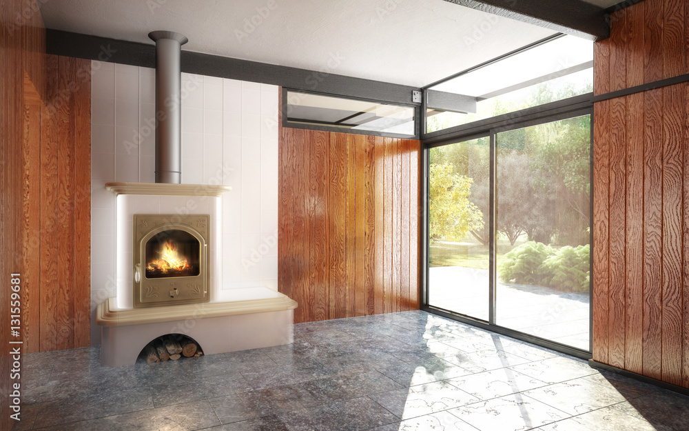 Architecture with a fireplace