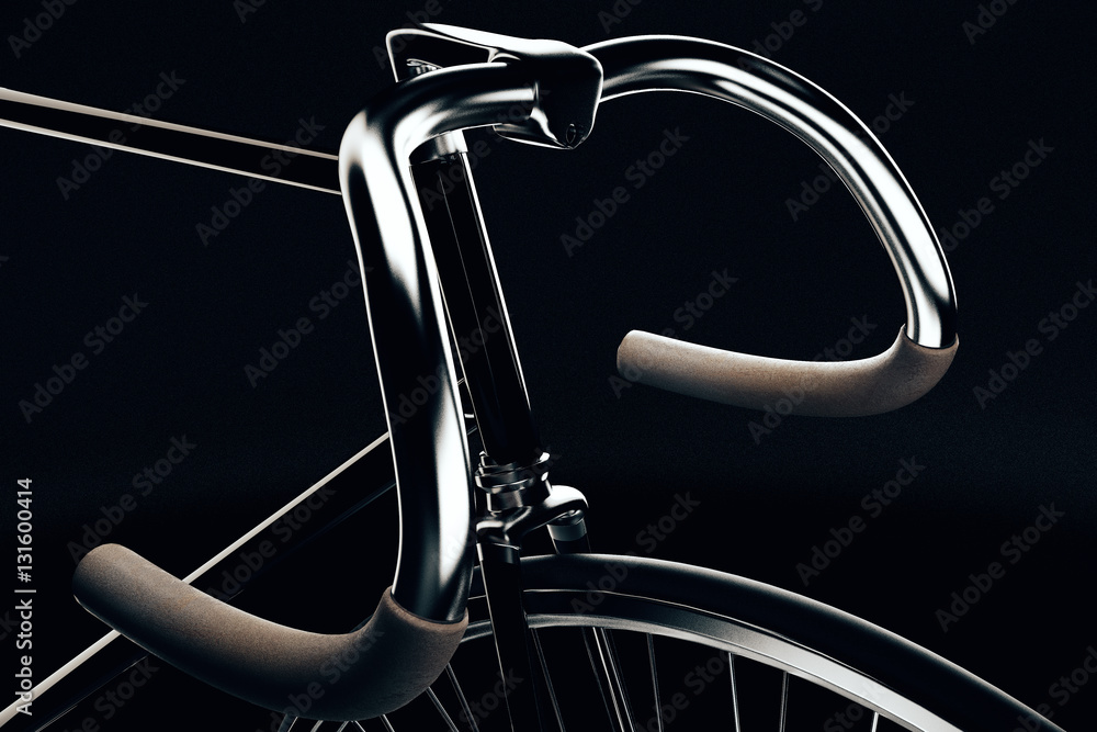 Bicycle handle on black background