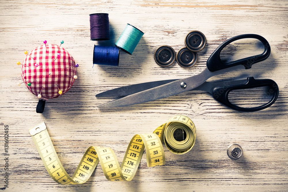 Sewing kit on table