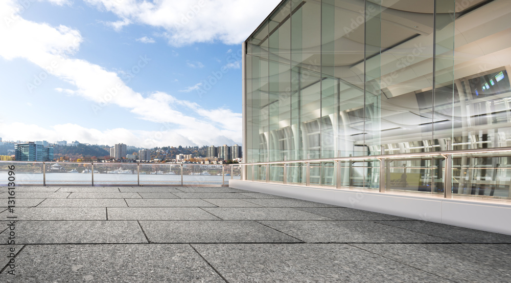 cityscape and skyline of portland from empty floor