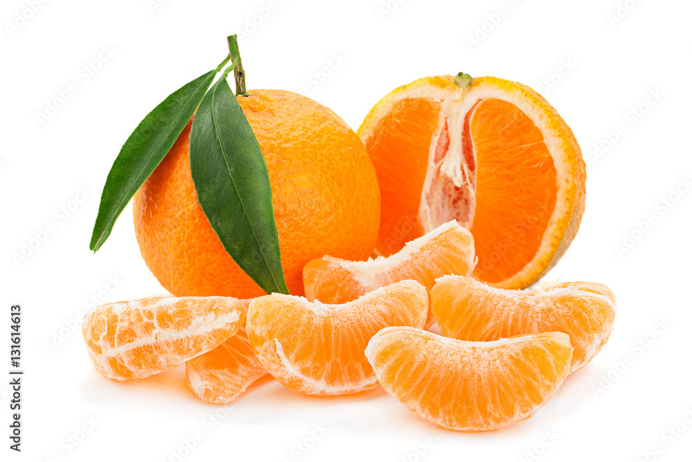 Tangerine tropical fruit on white