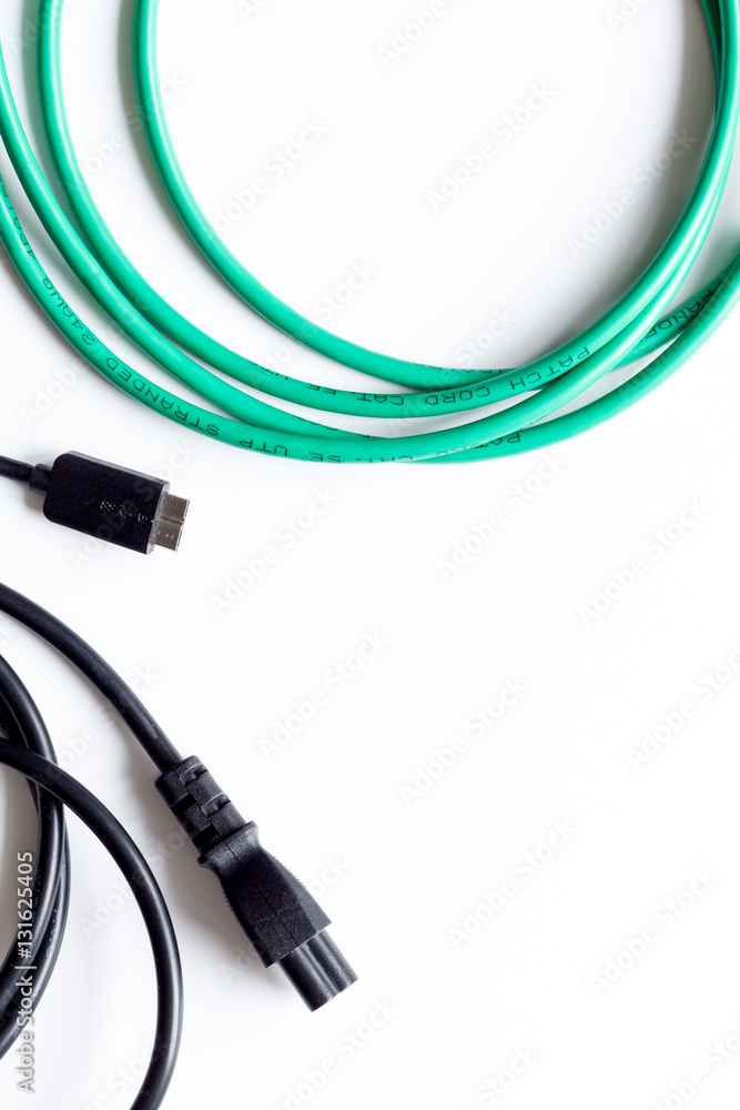 concept network internet cable on white background top view