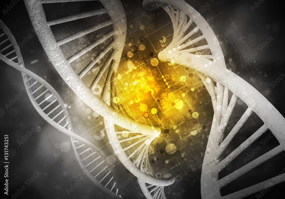 DNA molecules background, 3D rendering