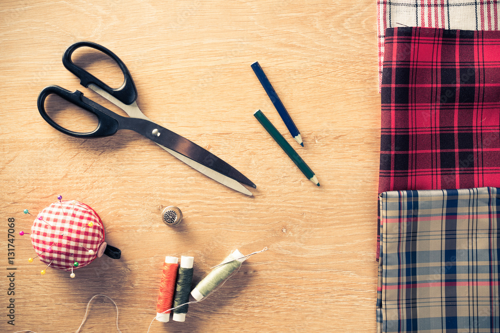 Sewing kit on table