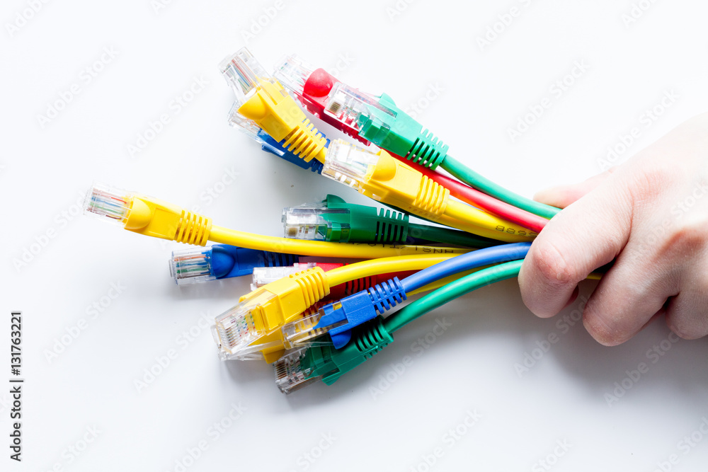 concept network internet cable on white background top view