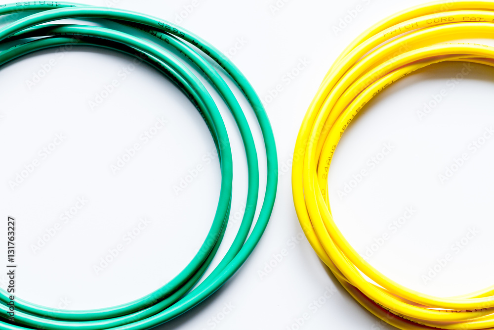 concept network internet cable on white background top view