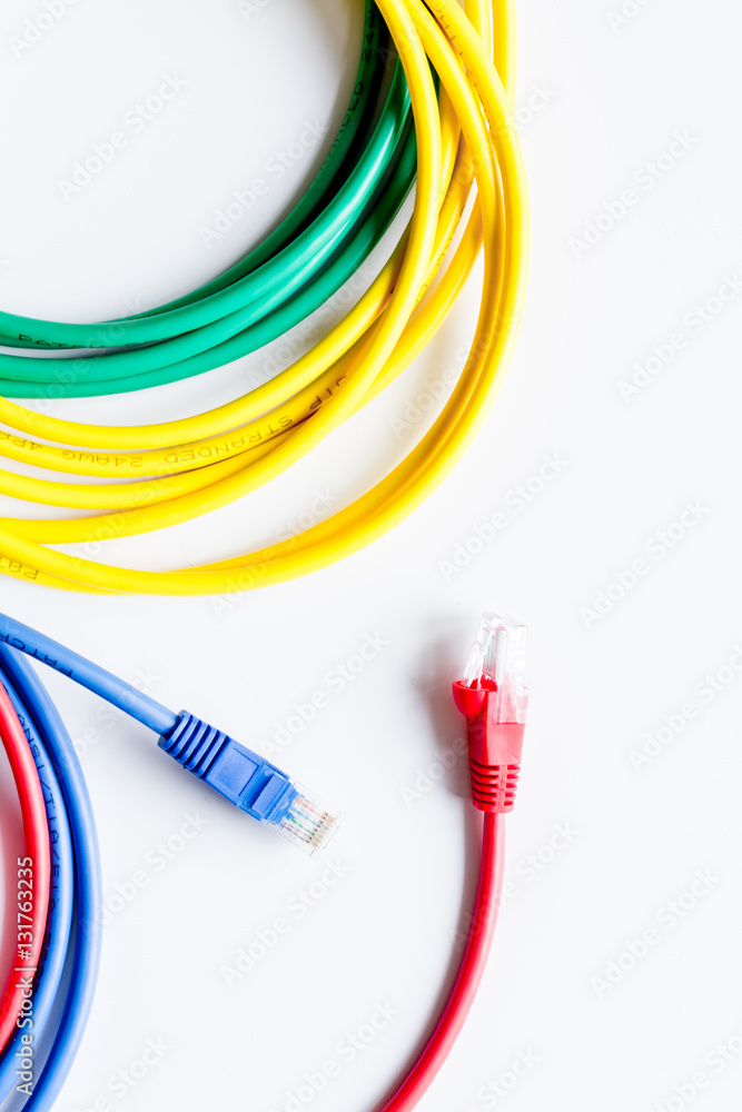 concept network internet cable on white background top view