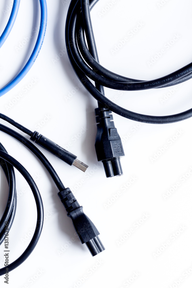 concept network internet cable on white background top view