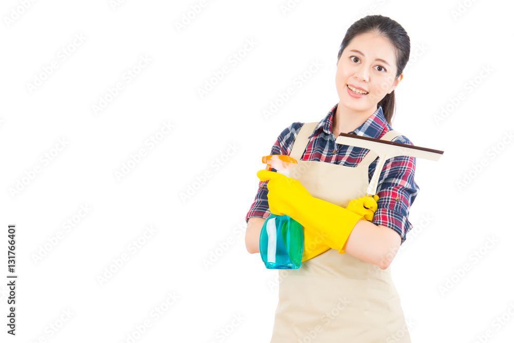 women doing domestic using glass wiper