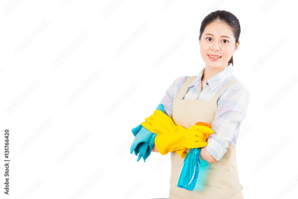 woman ready for spring cleaning with gloves