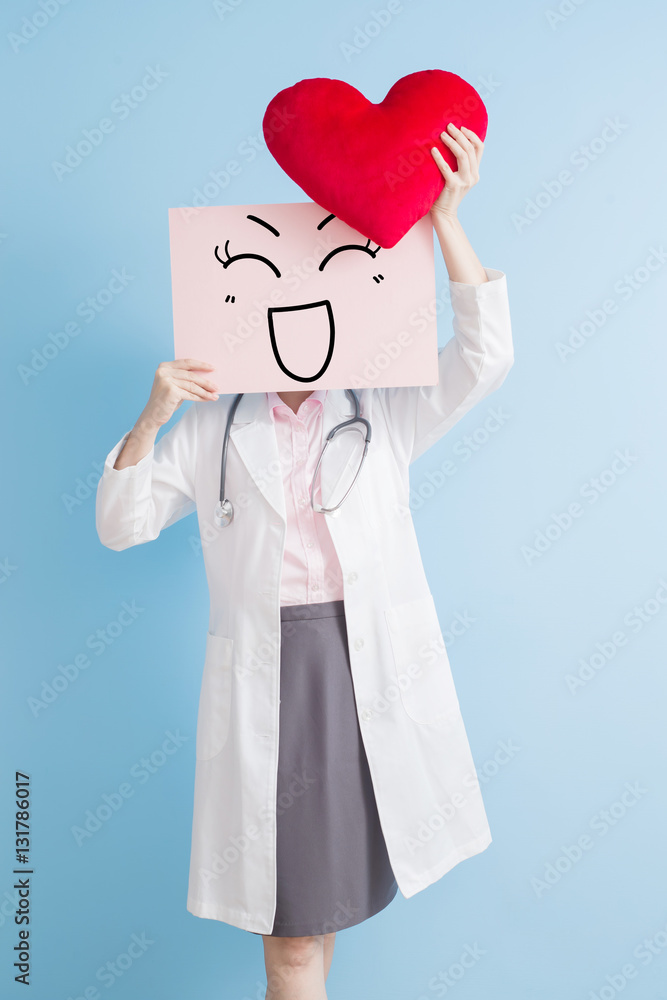 woman doctor take smile billboard