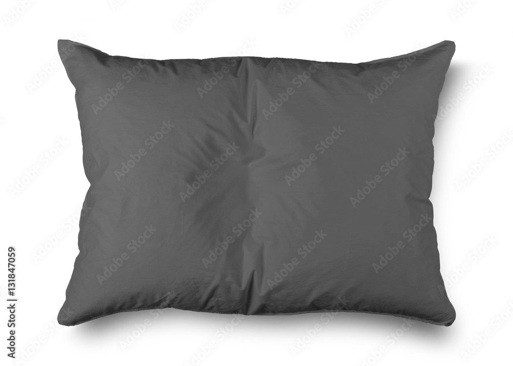 close up of a gray pillow on white background