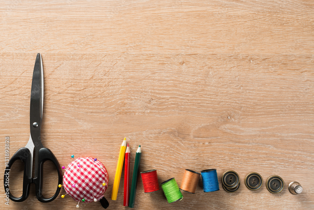 Sewing kit on table