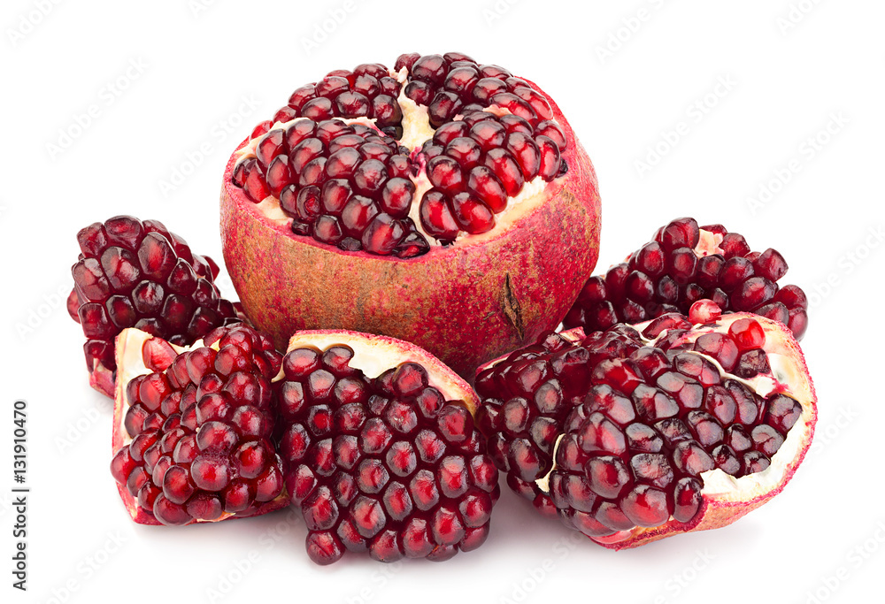 Pomegranate fruit on white