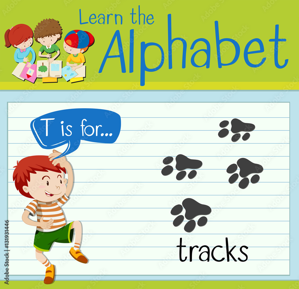 Flashcard letter T is for tracks